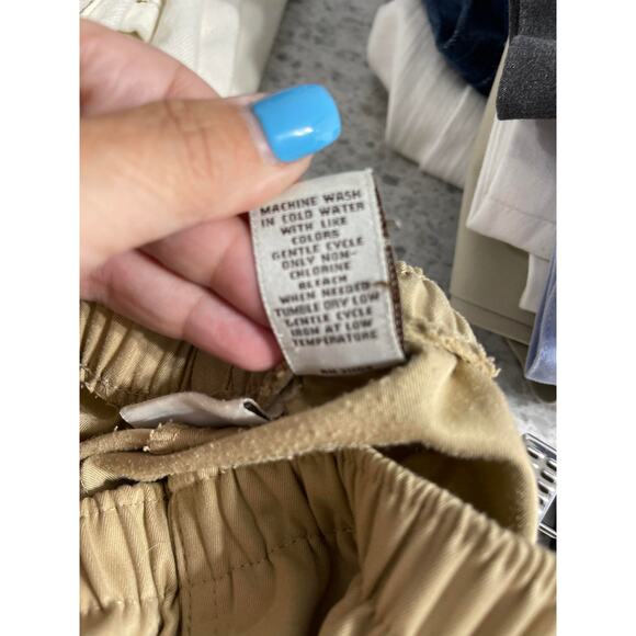 Kim Rogers khaki cropped capri gauchos pants women's petite 14 light weight - Picture 6 of 14